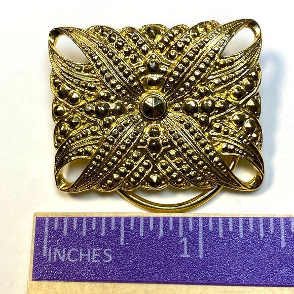 Vintage Scarf Clip Gold Tone Jewelry Clothing Clip Gift for Her Retro Filigree - Picture 8 of 9
